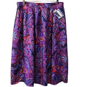 The New York Clothing Co 1990s Floral Mosaic Boho Hippie Rayon Midi Skirt NWT US